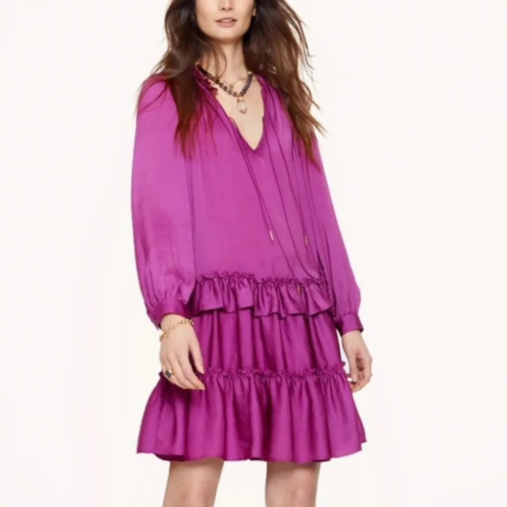 Rebecca Minkoff Tessa Tiered Dress in Beet sz Small NWT $248R - Image 3