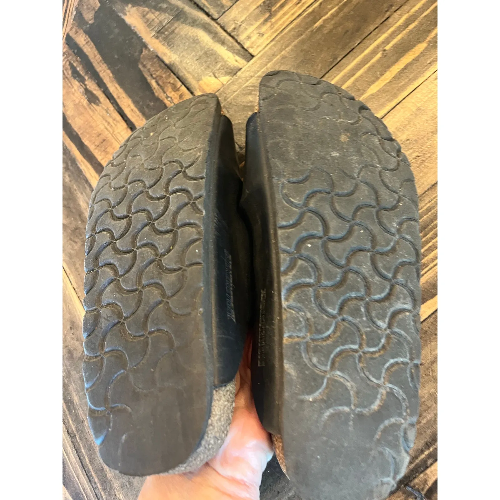 Birkenstock Double Strap Sandals Womens 37 US 6 Black Leather Slip On Shoes Boho - Image 8