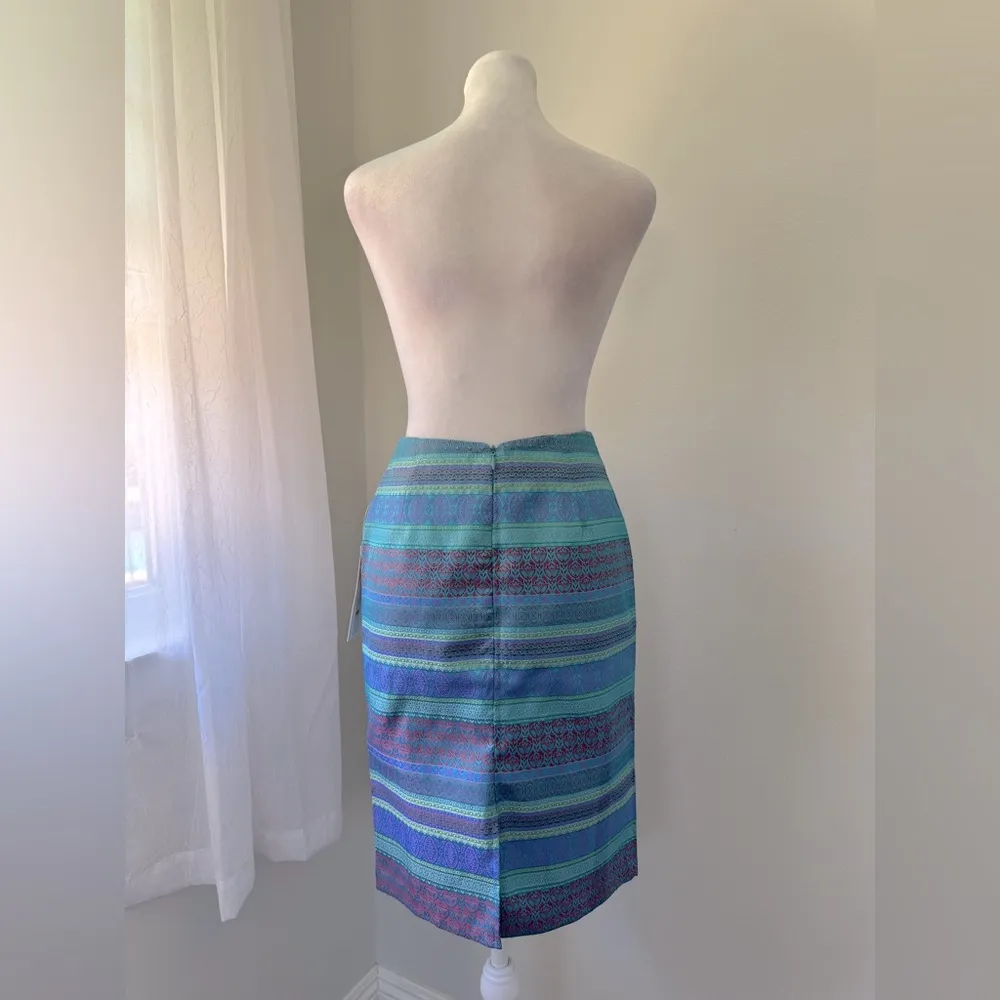 NWT Vintage Y2K Necessary Objects Blue Stripe Knee Length Pencil Skirt - Image 7