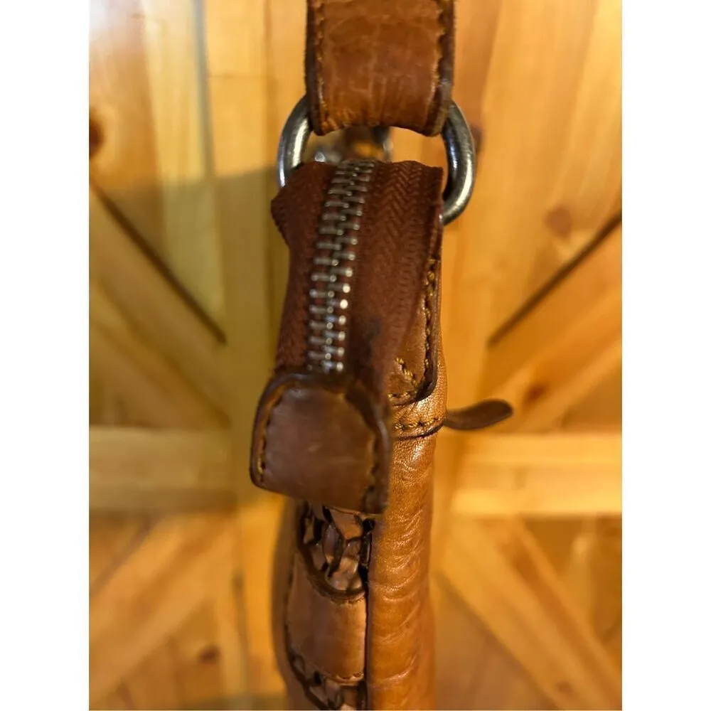 Anthropologie Vilenca Holland Boho Woven Leather Crossbody Bag Purse Natural Brown - Image 8