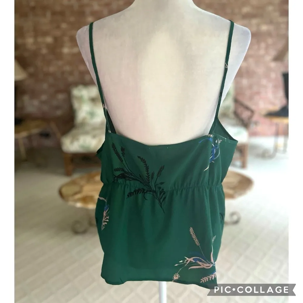 Leith Tank Top Green Floral Asymmetrical Hem Camisole XXL Garden Dressy Party - Image 10