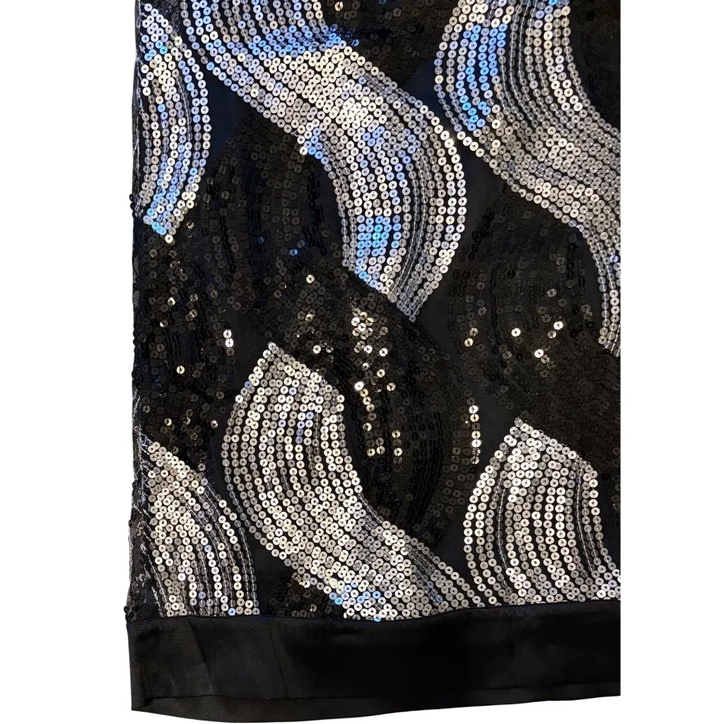 NWT Robert Rodriguez S Party Sequin Mini Dress Shift Black Silver Hale Bob - Image 5