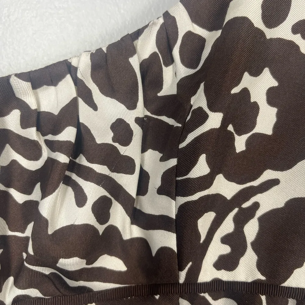 Vintage Milly NY brown and white abrstract silk empire waist dress size 6 - Image 3