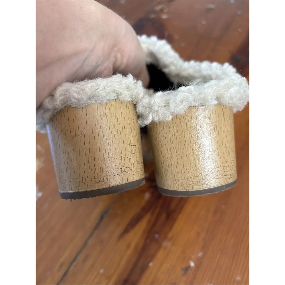 Kensie Joselynn Faux Shearling Suede Mules Clogs Slip On 8 Black Leather - Image 4