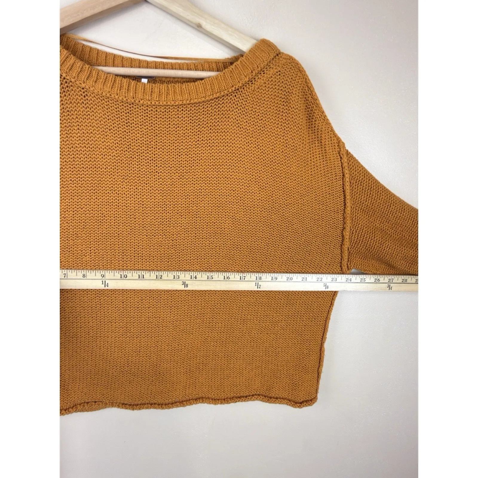 Free People Women’s Slouchy Sweater, Size S, Mustard, Coastal Inside-Out Knit - Image 10