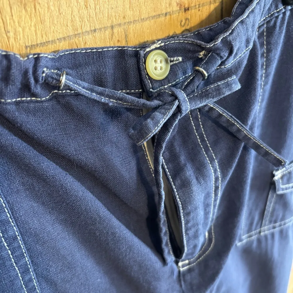 Vintage Jypsy Jeans Cotton Linen Blue Cargo Midi Skirt Sz M Size M - Image 3