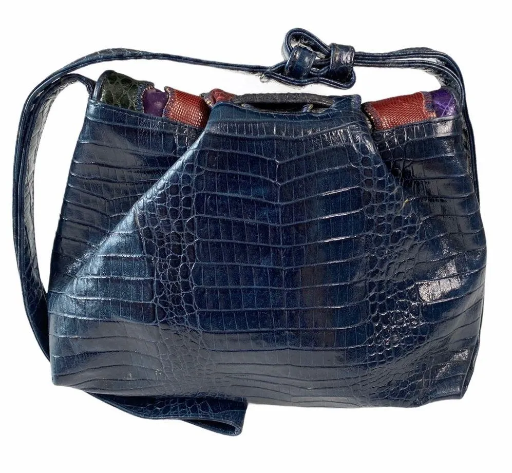 Vintage: Sharif ♕ Rainbow Snakeskin Leather Patchwork Crossbody Bag Handbag ♕ - Image 6
