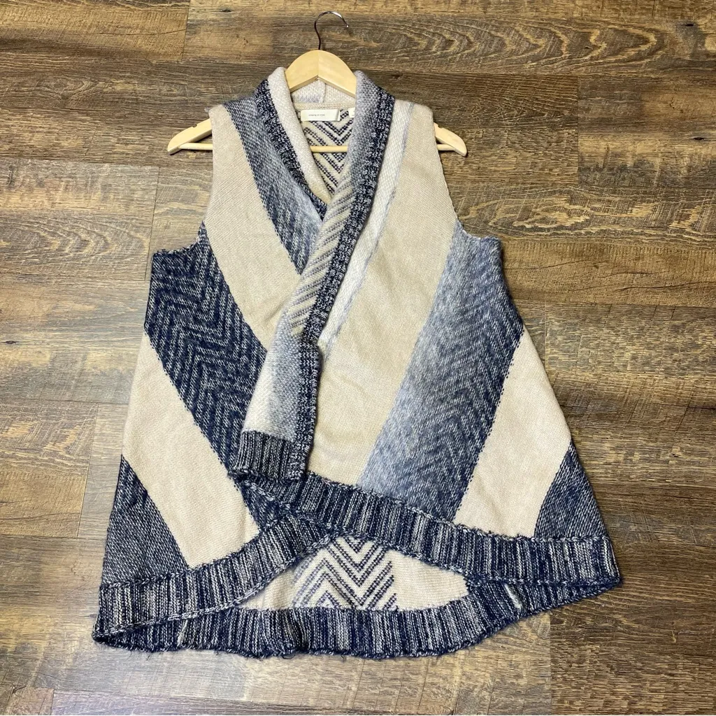 Anthropologie Mabli Vest By Sleeping on Snow Women XS/S Wool Blend Open Sweater Blue - Image 5
