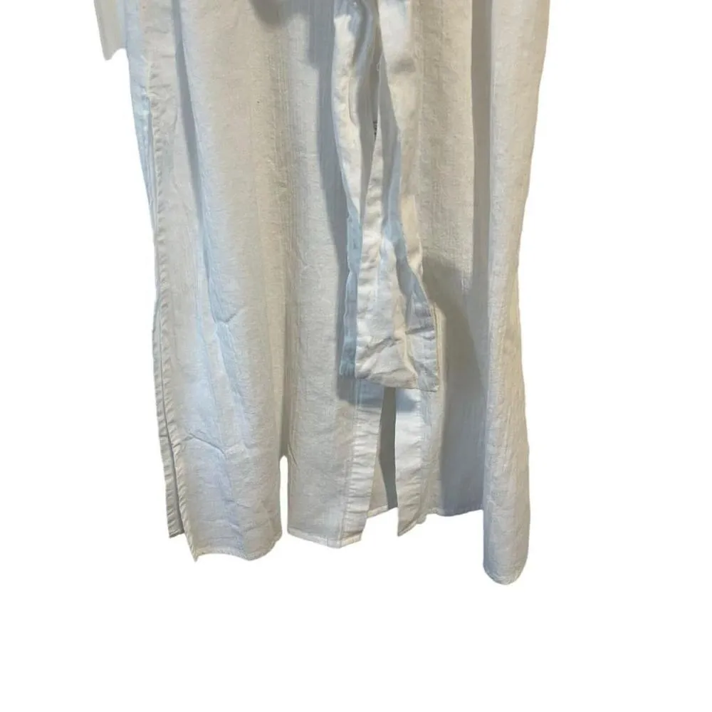 Becca Swim Cover Womens Large White Maxi Button Up Waist Tie Cabana Cover-Up NEW - Image 5