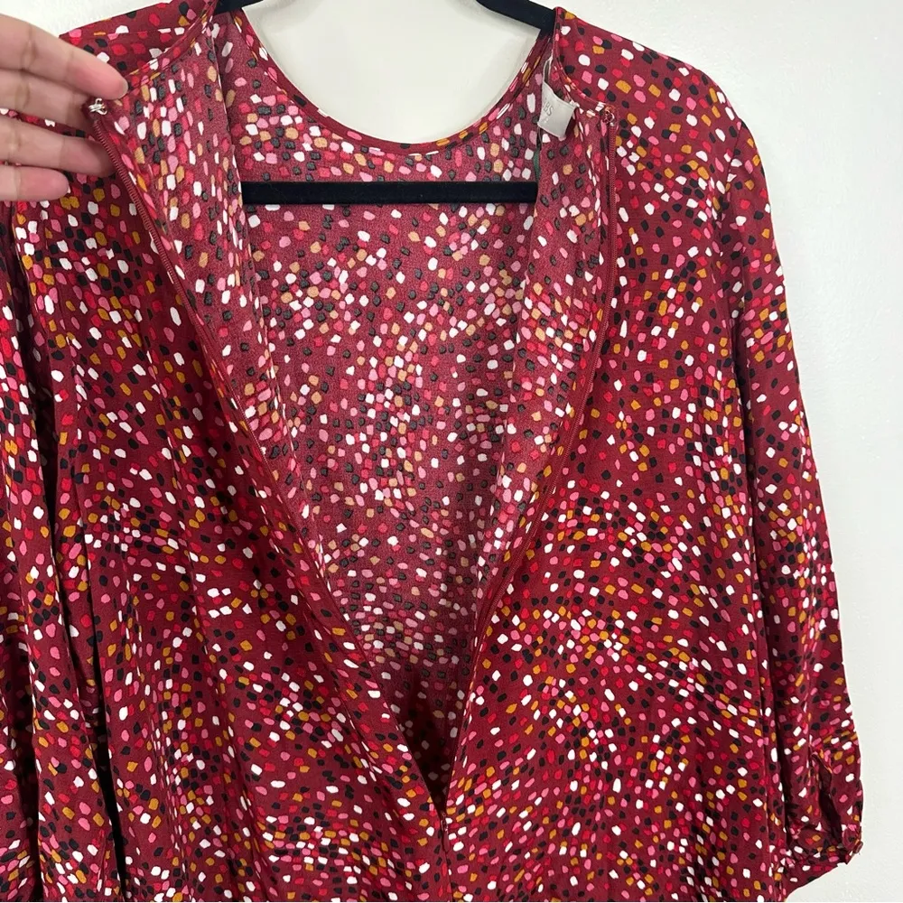 NEW HOBBS London Prim Tunic Dress Womens 14 Cherry Red Multicolor Printed - Image 12