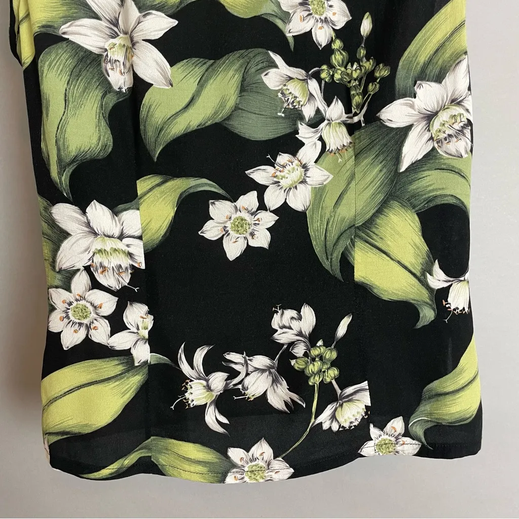 Kaua'iana‎ Sleeveless Blouse Floral Top Tank Hawaiian Black White Women Size XS - Image 12