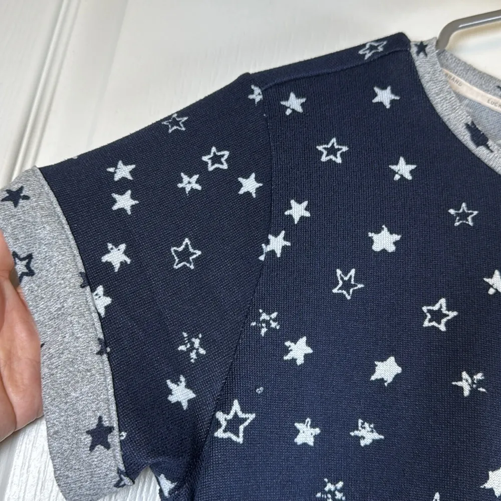 Lucky Brand Navy Shirt White Star Print S/S Patriotic Top Size Med EUC #5668 - Image 2