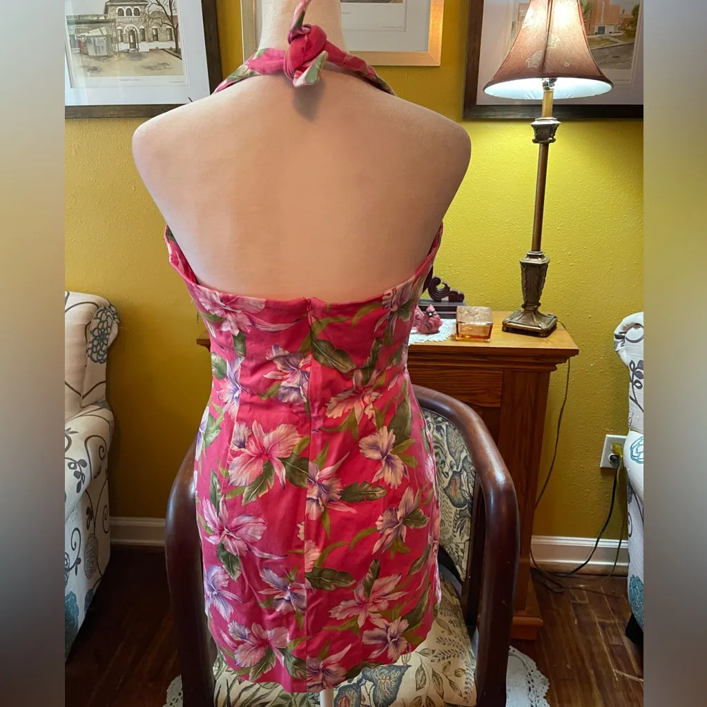 Jones New York Signature cotton blend pink floral print halter mini dress. Sz 8 - Image 4