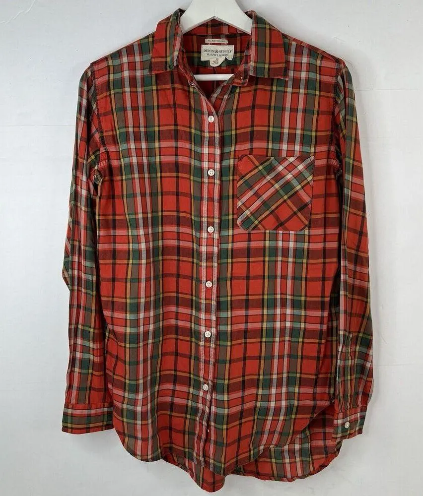 Denim & Supply Size S Ralph Lauren Boyfriend Button Down Shirt Plaid Preppy Fall - Image 2