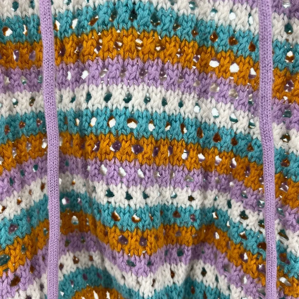 Say What NY crochet cropped sweater tank top knit colorful M festival boho - Image 3