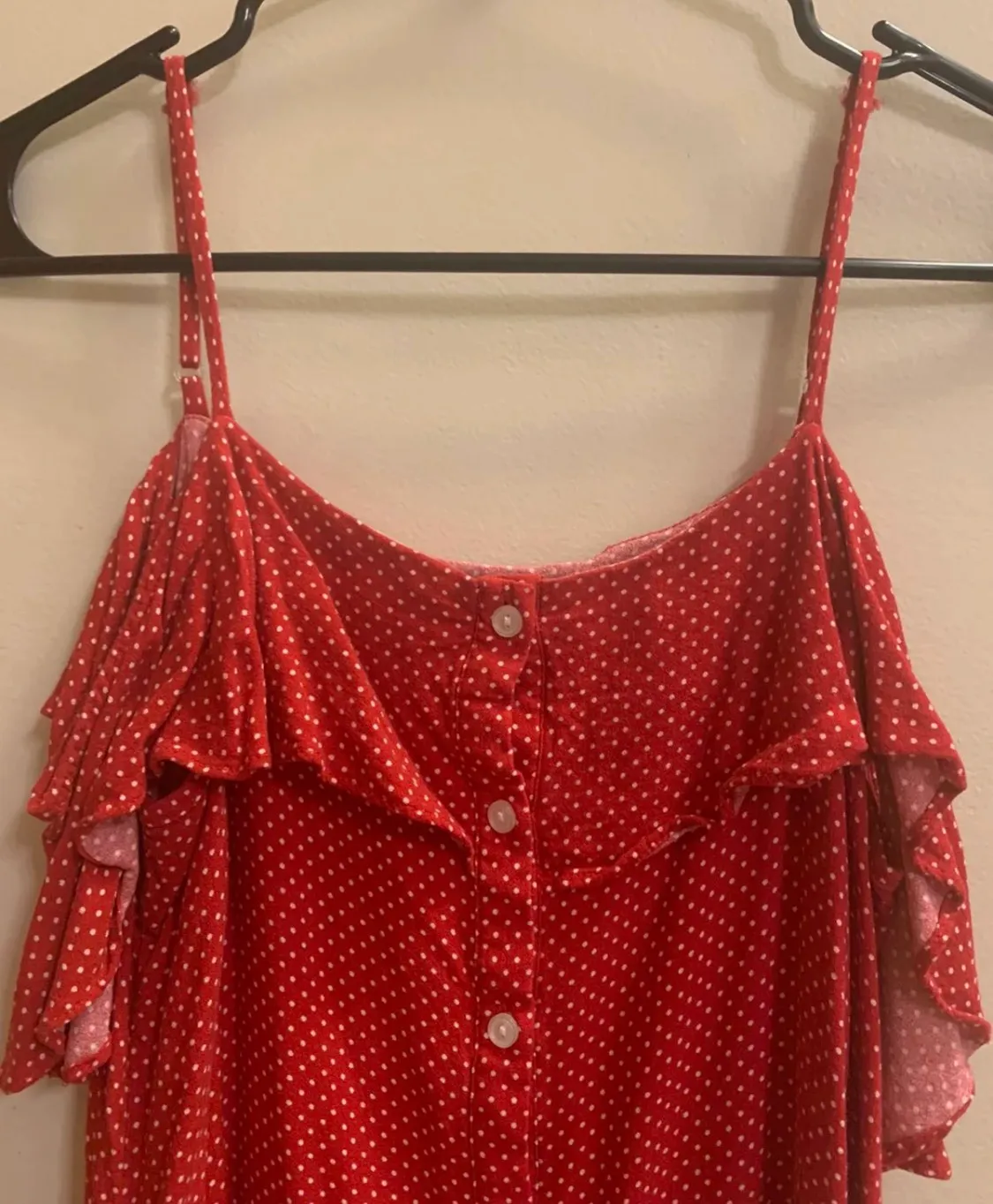Red dot Tank Top off shoulder cami strap - Image 8