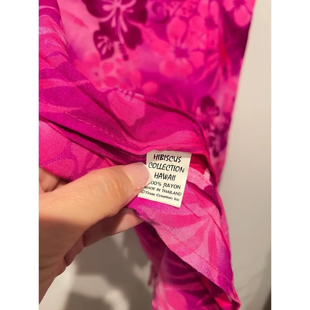 Pink Hibiscus Hawaii Floral Fray Scarf Coverup Size undefined - Image 5