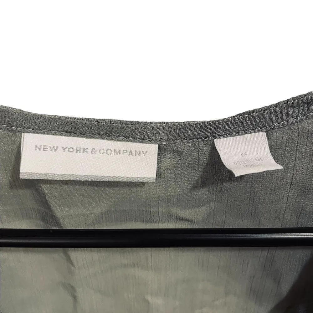 New York & Company Silver Sheer Lux Boho Casual Beaded Sequin Embellished Tunic - Image 7