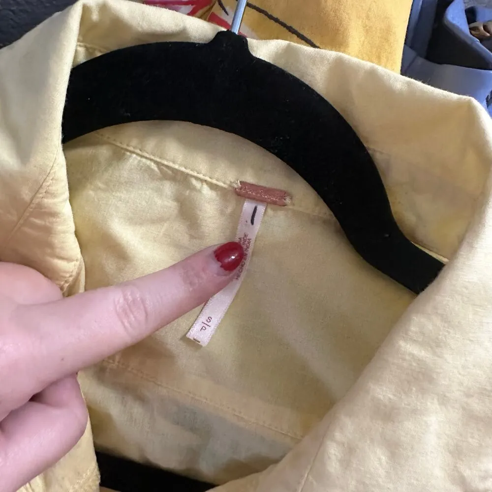 Free People Long Sleeve Button Front Mini Tunic Shirt Dress Yellow Size Small - Image 4