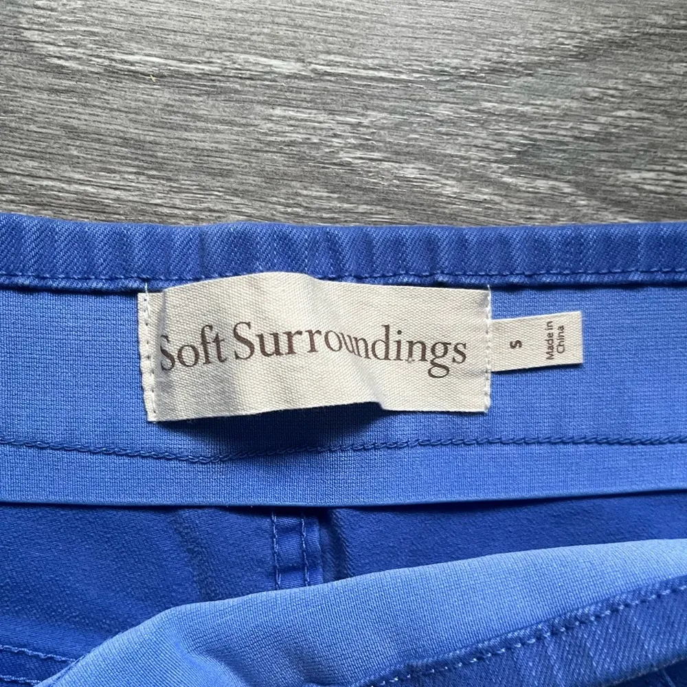 Soft Surroundings Blue Stretch Pull On Cuffed Pants Size S Spring Summer Casual - Image 3