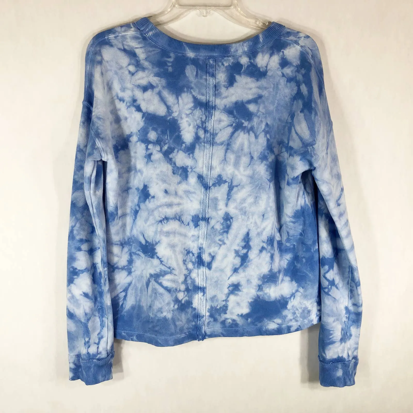 Soft Surroundings XS Sweatshirt Top Blue Tie Dye Jersey Knit Long Sleeve 1263 - Image 2