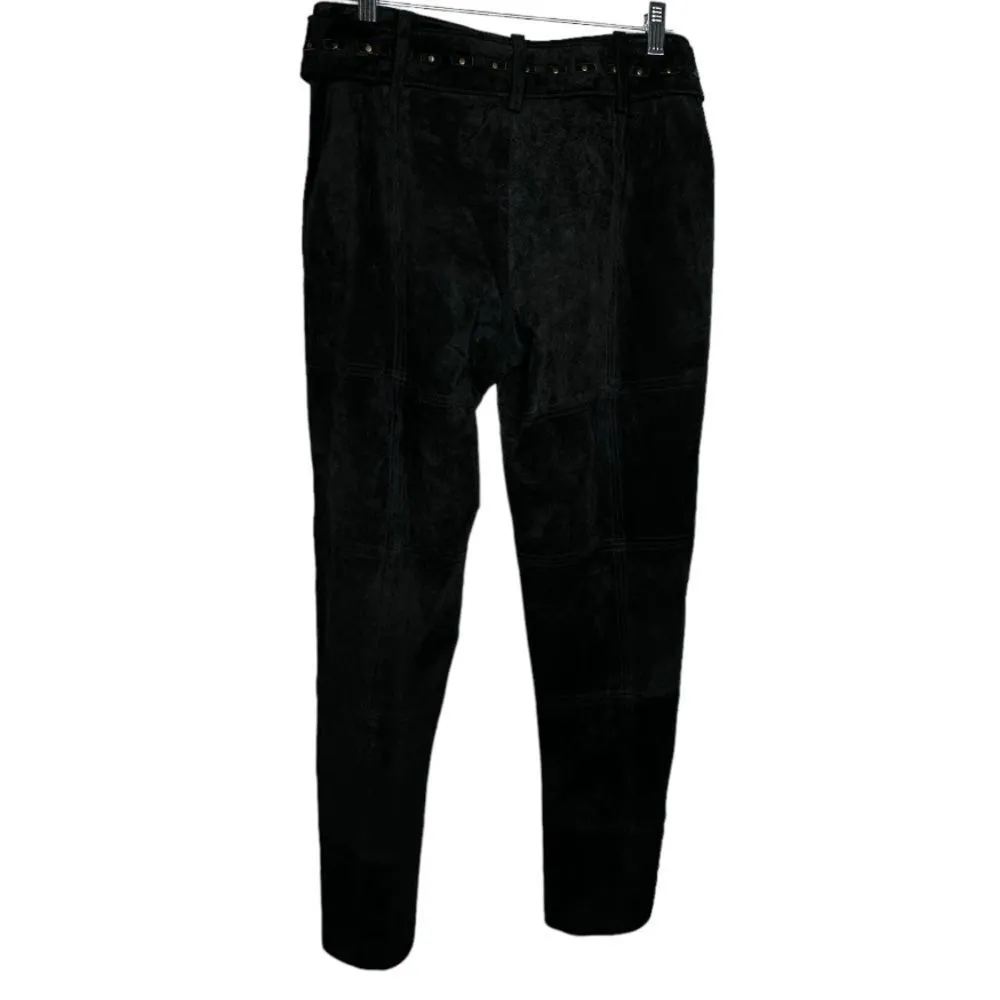 Garson by Rem Garson Black Suede Pants‎ with Belt Size 8 - Image 5