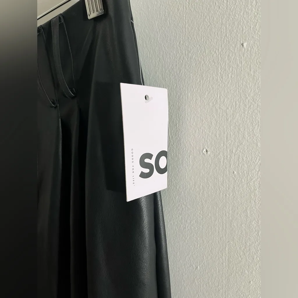 SO Black Wide-Leg Faux Leather Pants - Image 6