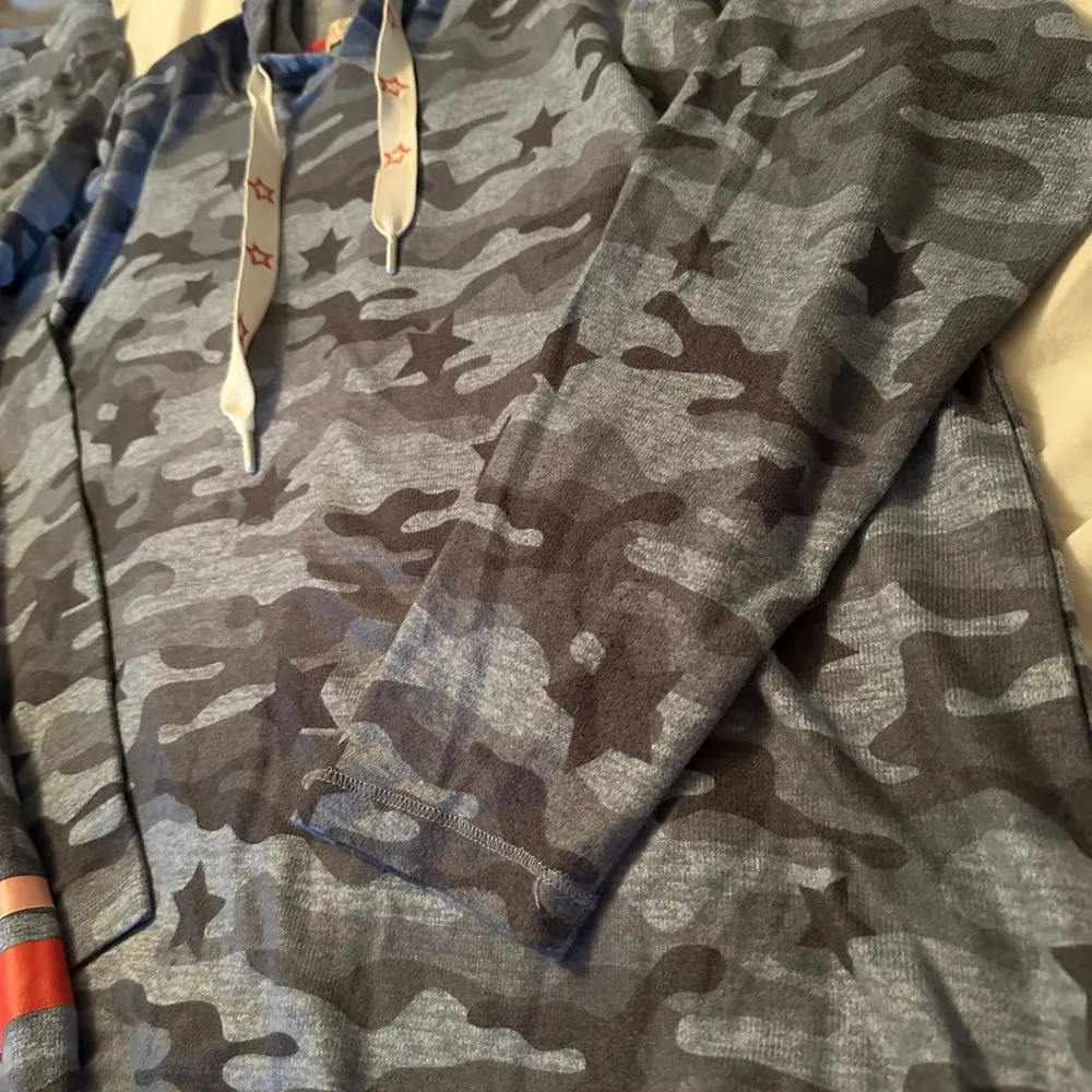 PJ Salvage Blue Camo Stars Stripes Lounge Pants and hoodie top SET both XL loung - Image 3