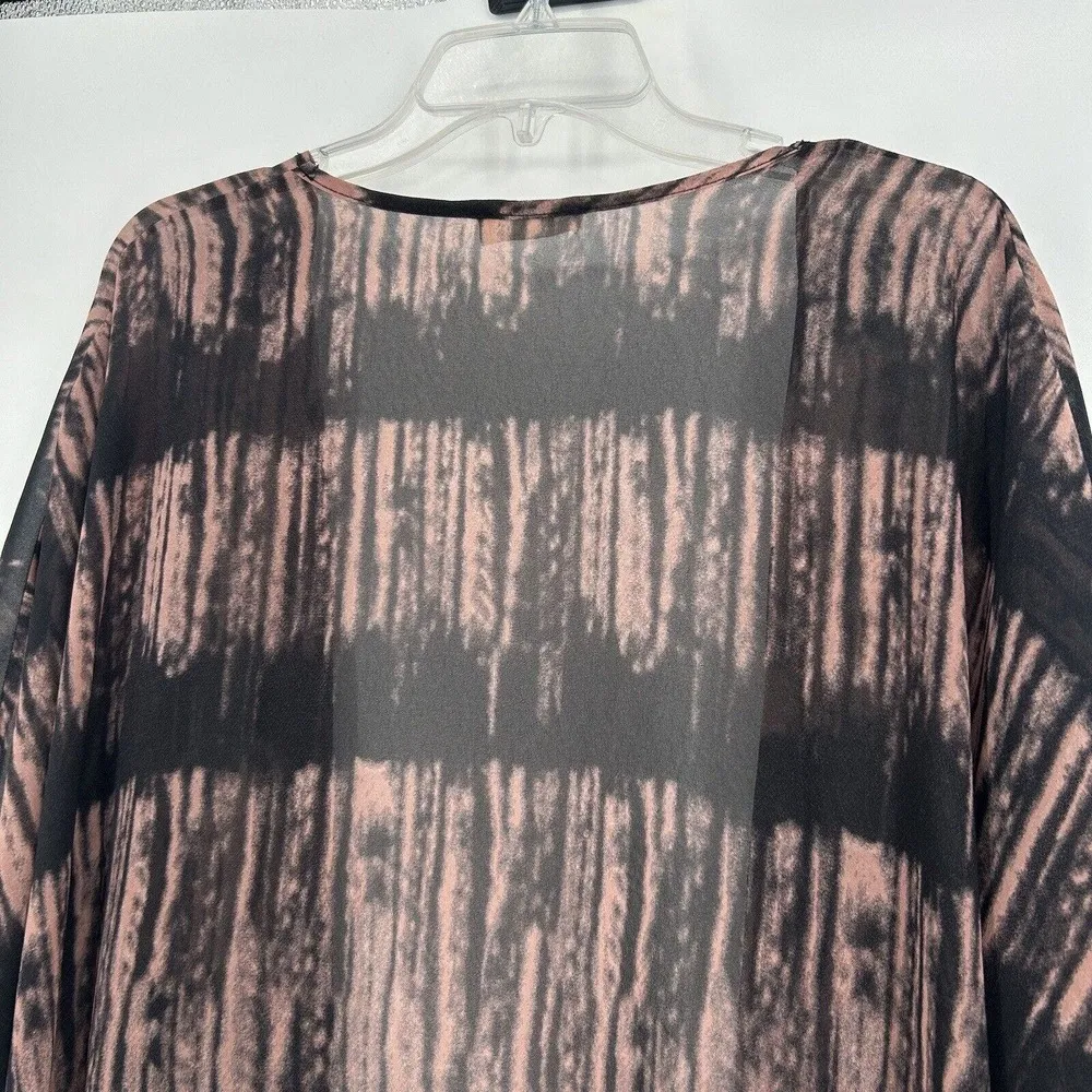 Millibon Black Pink Tie Dye Kimono Cover Up Dolman Sleeves Sheer Size M Size M - Image 7