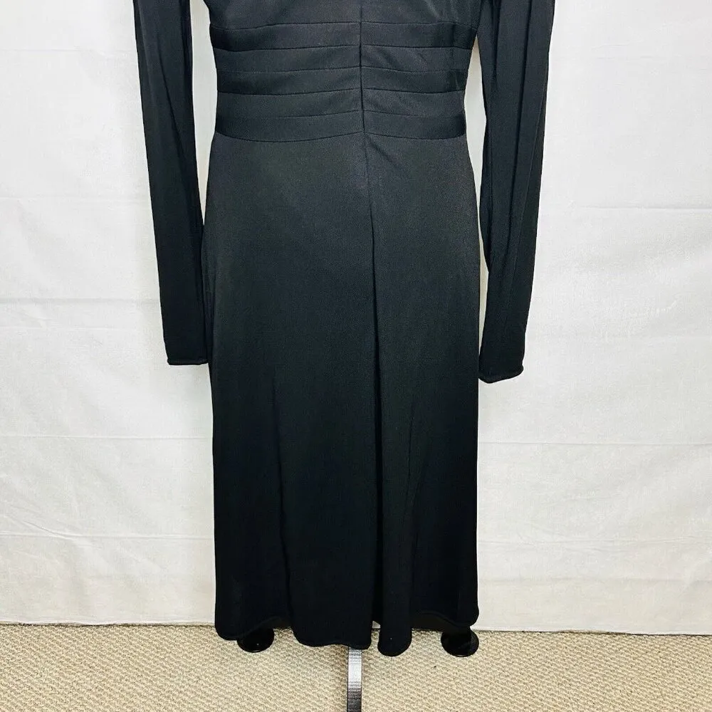 KAY UNGER Black Dress Womens Size 10 Faux Wrap Knee-Length Long Sleeve - Image 10
