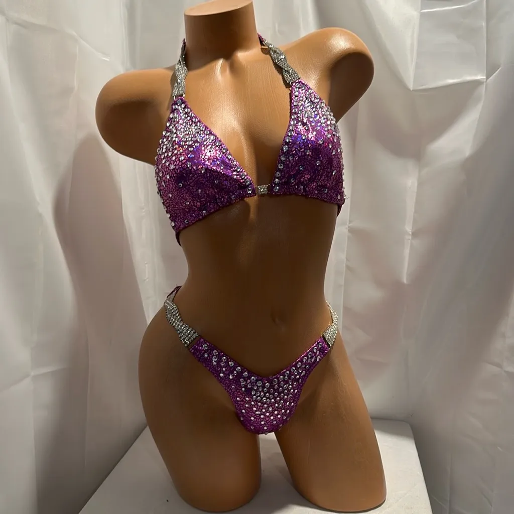 Purple Sequin Bikini Set - Image 3