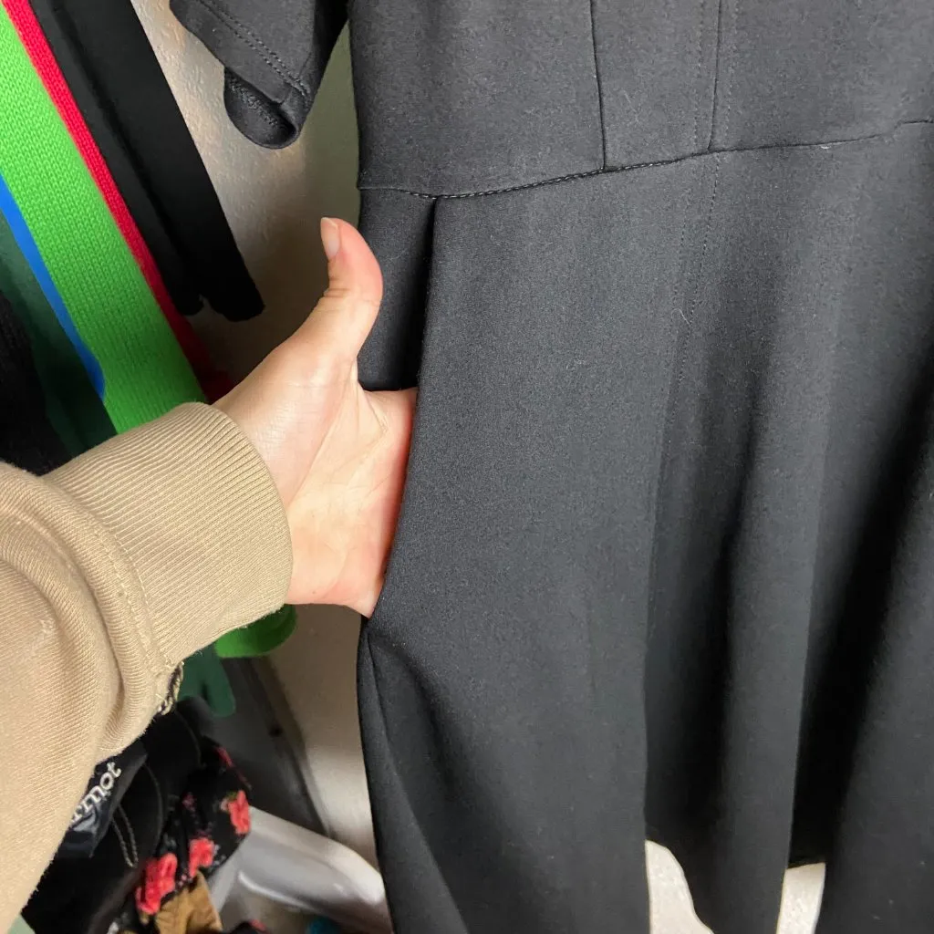 Torrid Size 1 Mini Ponte V-Neck Skater Dress Black Classic Basic 1X Casual Event - Image 4