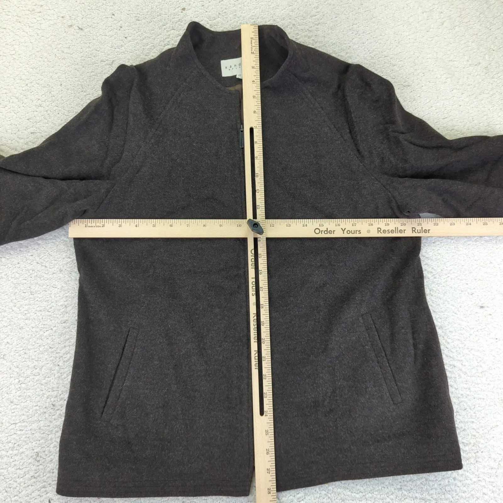 XANDRES Belgium Wool Angora Blend Zip Front Mock Neck Jacket Women's EU 42 10 - Image 10