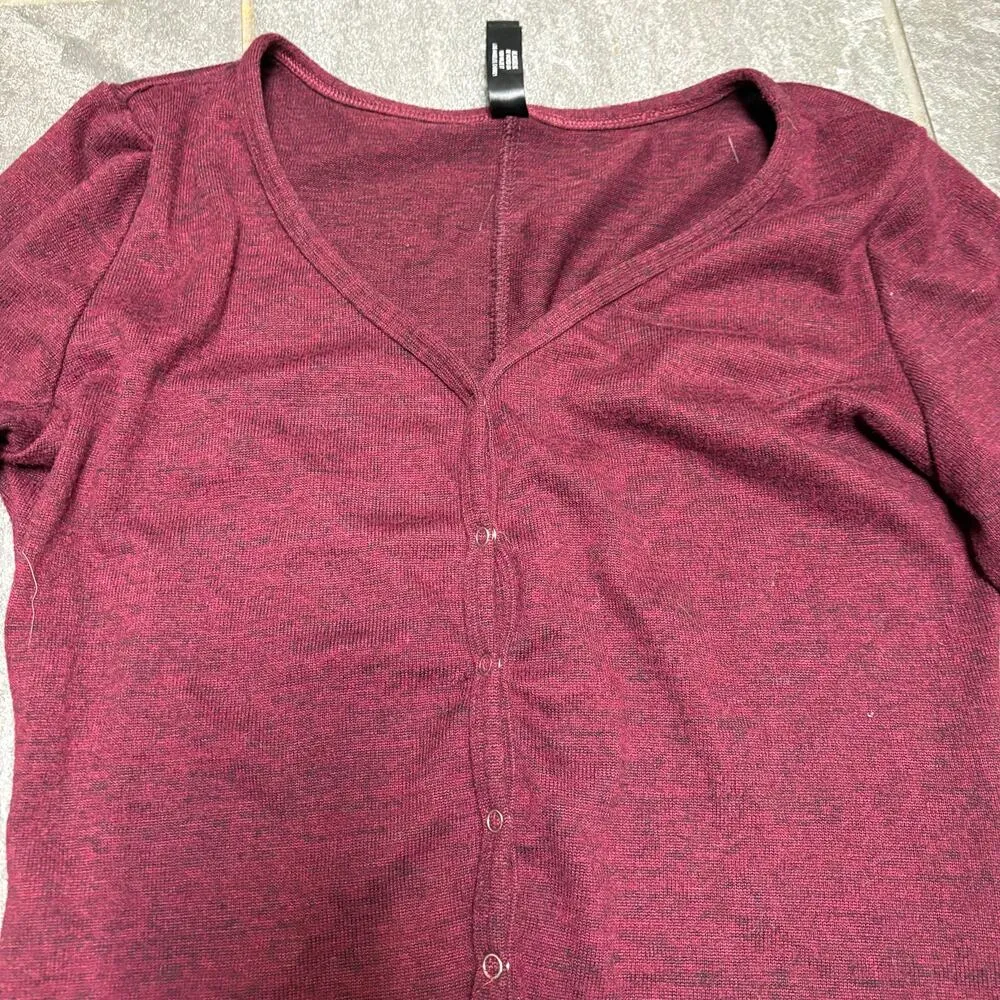 Be Wicked Deep Burgundy Long Sleeve Romper Loungewear Shorts Sleepwear Comfy 2X Purple Size undefined - Image 5