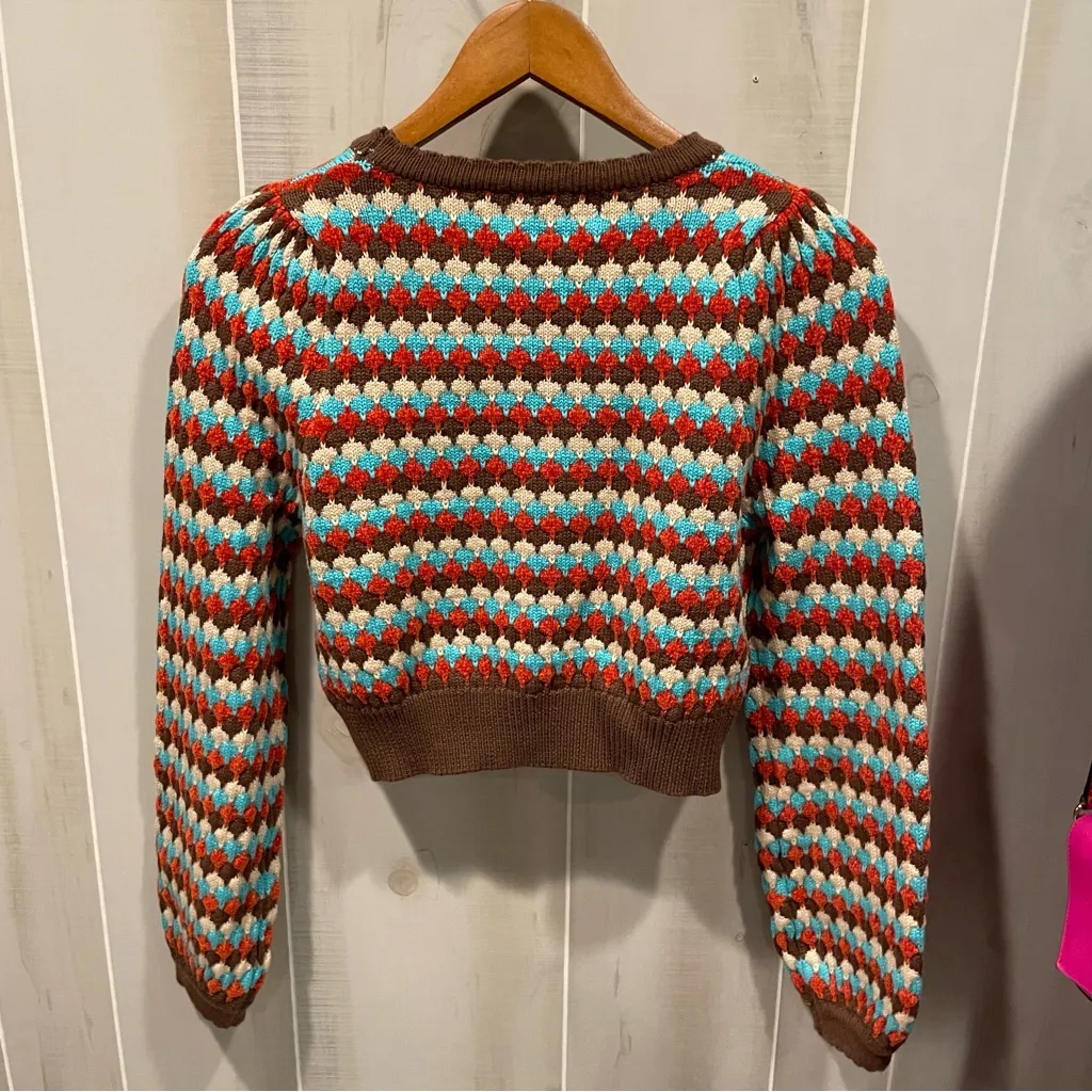 Cute Cider crochet crop sweater Charlie Brown vintage vibes boho festival - Image 7