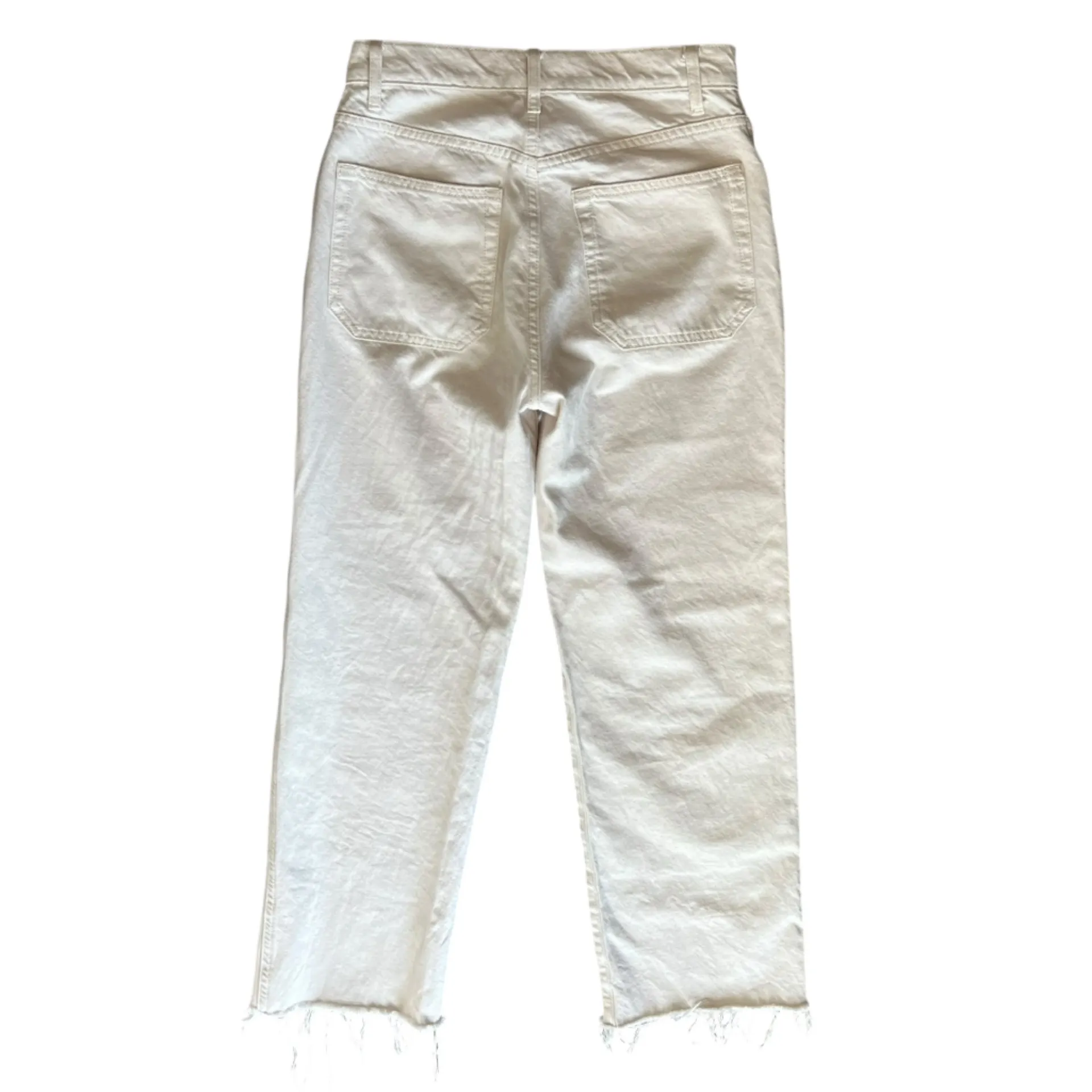 Reformation Val Carpenter 90s Mid Rise Straight Jeans Rivets Fior Di Latte White - Image 6