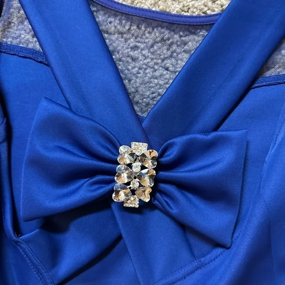 Royal Blue Diamond Bow Back Mini Dress Size 5 - Image 7