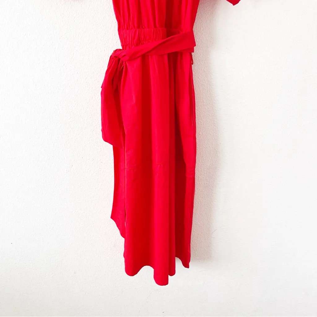 Roller Rabbit Arria Romantic Puff Sleeve Belted Midi Dress Red - Image 9