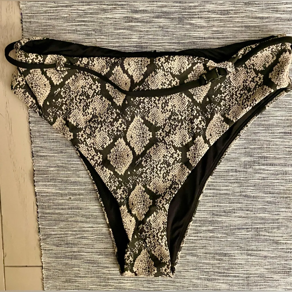 Andie Swim ‘Riviera High Waisted’ Belted Bikini Bottom | Black Snakeskin - NWT - Image 5