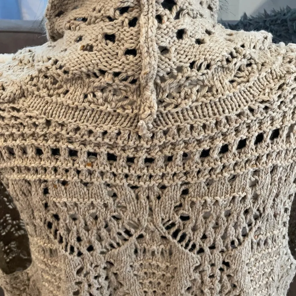 APT. 9 Beige Crochet Vest with Wool and Faux-Fur Collar & Trim Size XL - Image 5