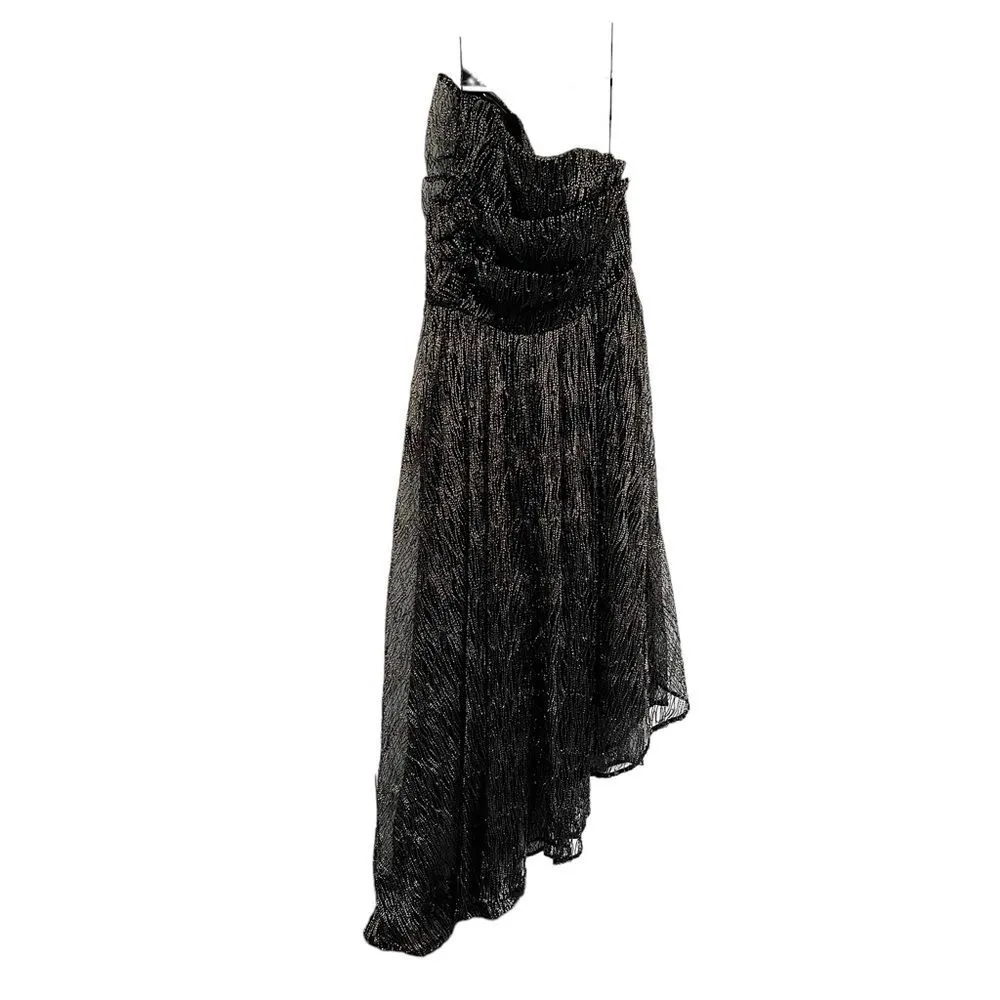 La Maison Talulah Starcrossed Lover Black Metallic One Shoulder Gown Size L Form - Image 7