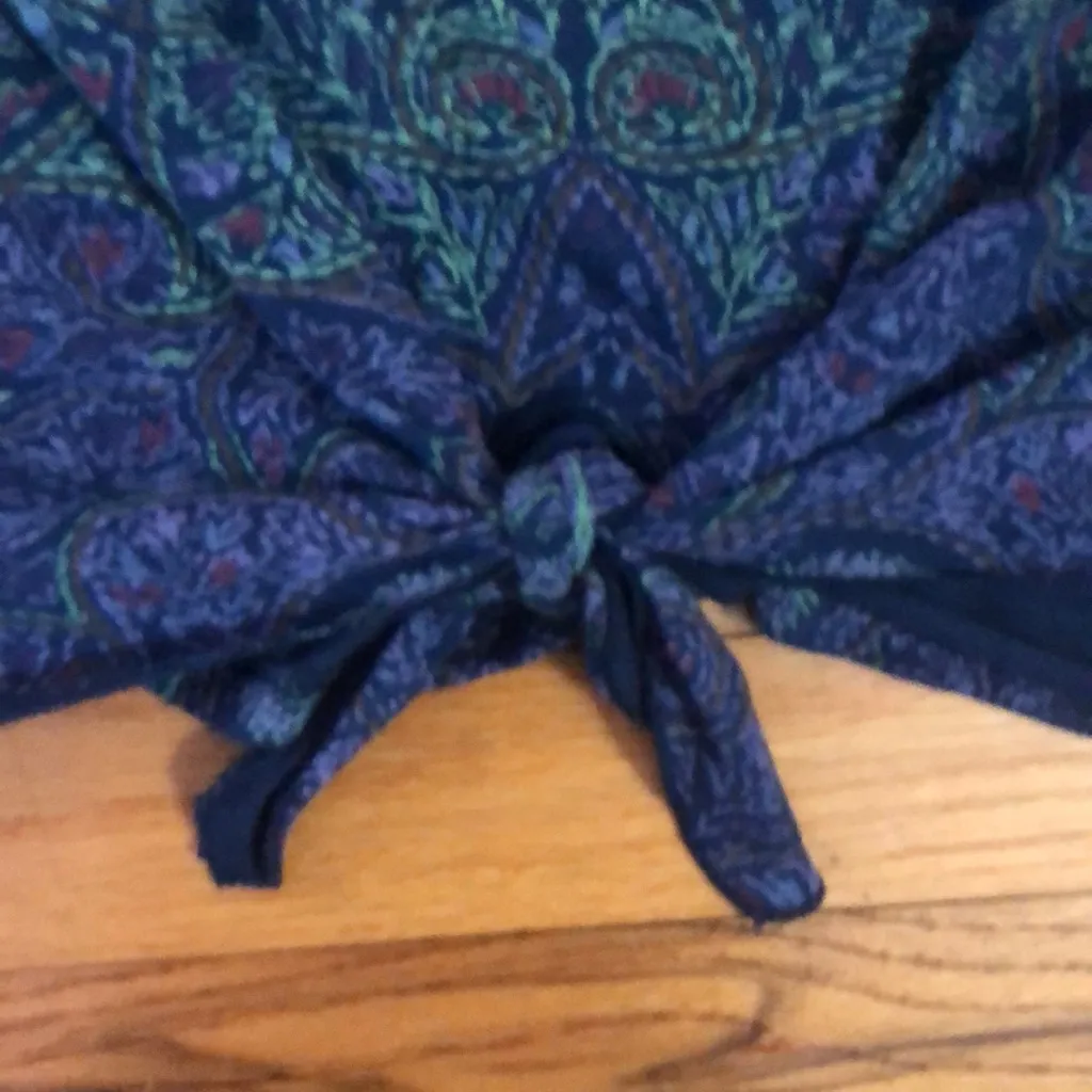 Lucky Brand Purple and Green Paisley Top Sz L - Image 6