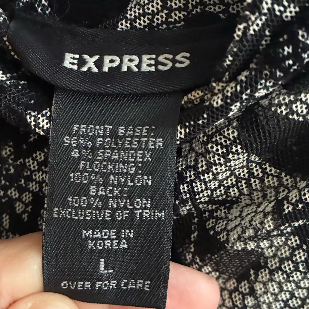 Express Sexy Black Lace High-Neck Top L - Image 12