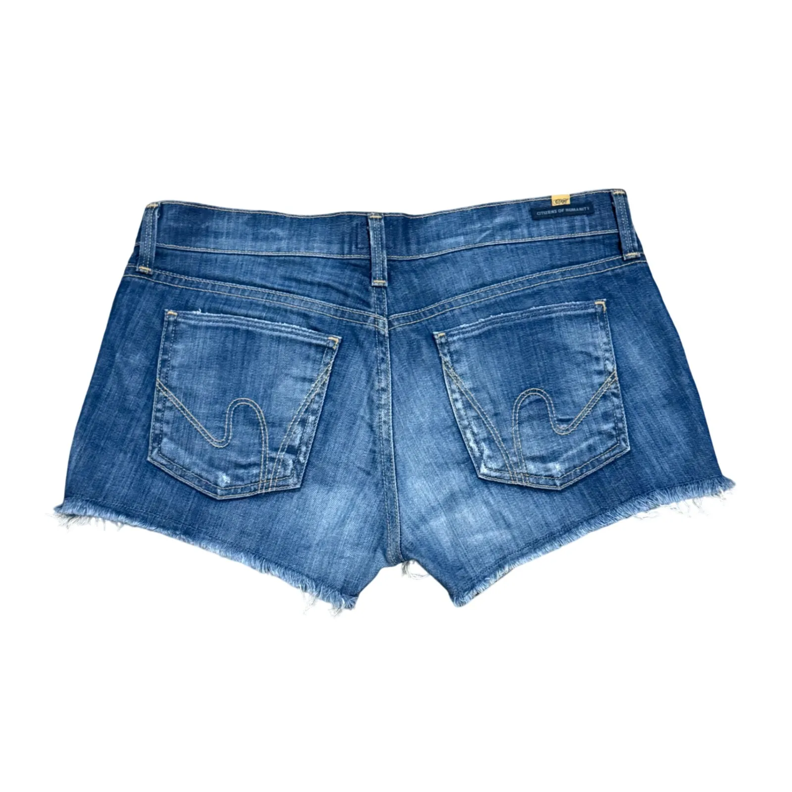 Citizens of Humanity Denim Shorts Size 28 Blue Wash Frayed Hem Casual - Image 2