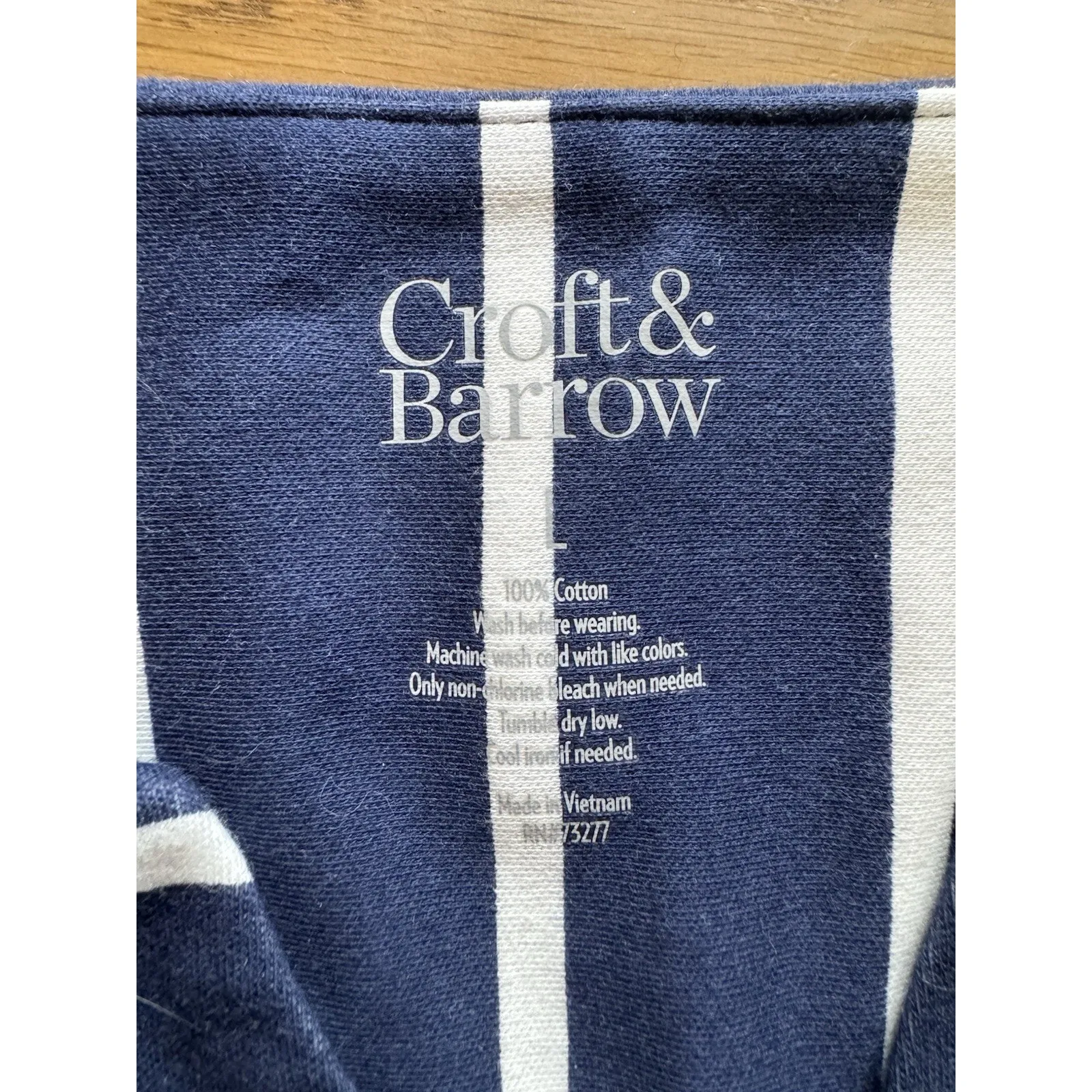 Croft Barrow Women Size Large Striped Blue Shirt Cotton Career Office Casual - Image 3