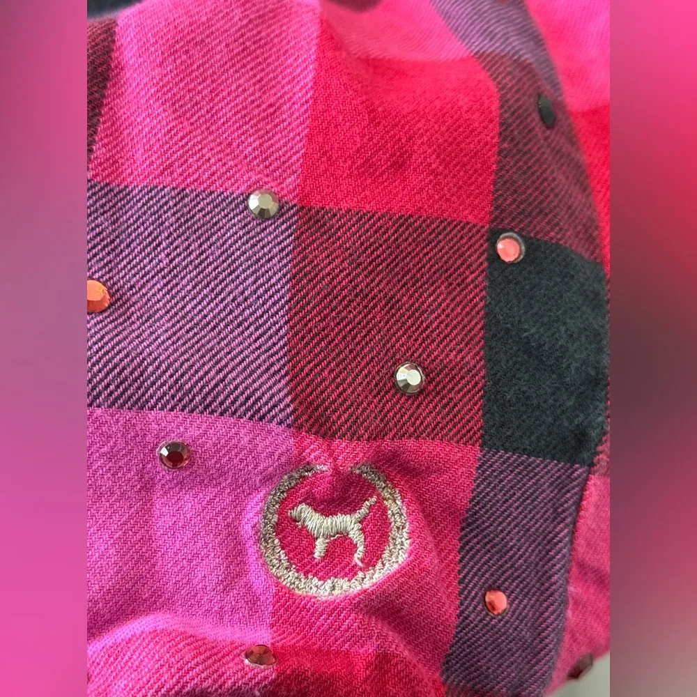 Victoria’s Secret PINK 100% Cotton Y2K Red/Black Plaid Shirt S Large F2 - Image 7