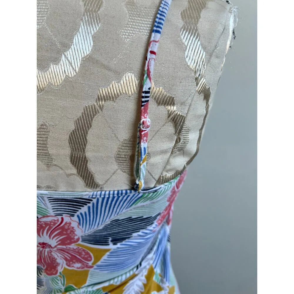 Ann Taylor Factory Hawaiian Print Floral Tank Top Small Blue - Image 5