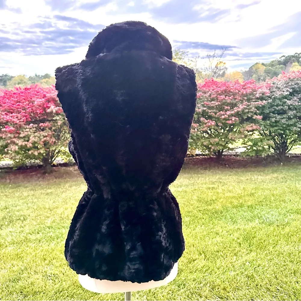 GIACCA Reversible Winter Vest Quilted Dark Purple Black Faux Fur Size S - Image 13