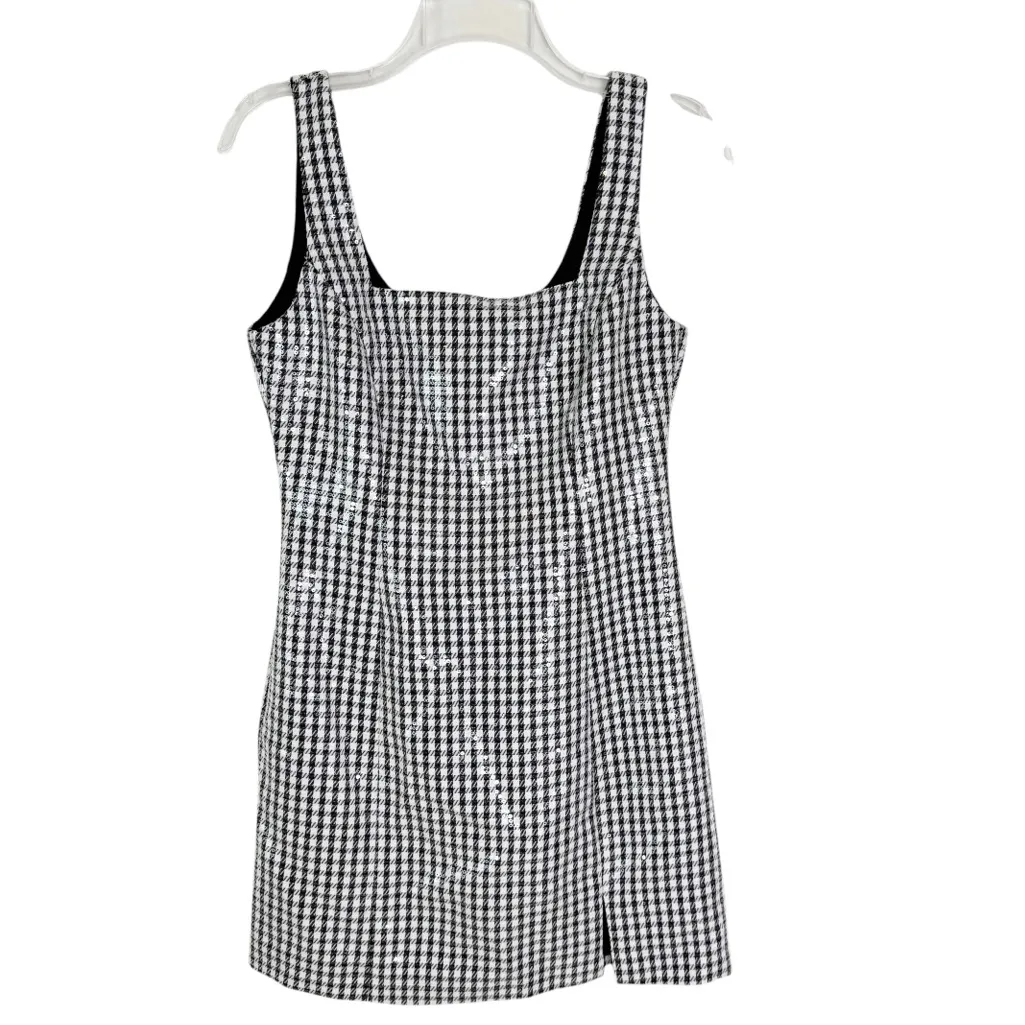 WAYF NWT  Houndstooth Sequin Minidress Black and White Size S - Image 4