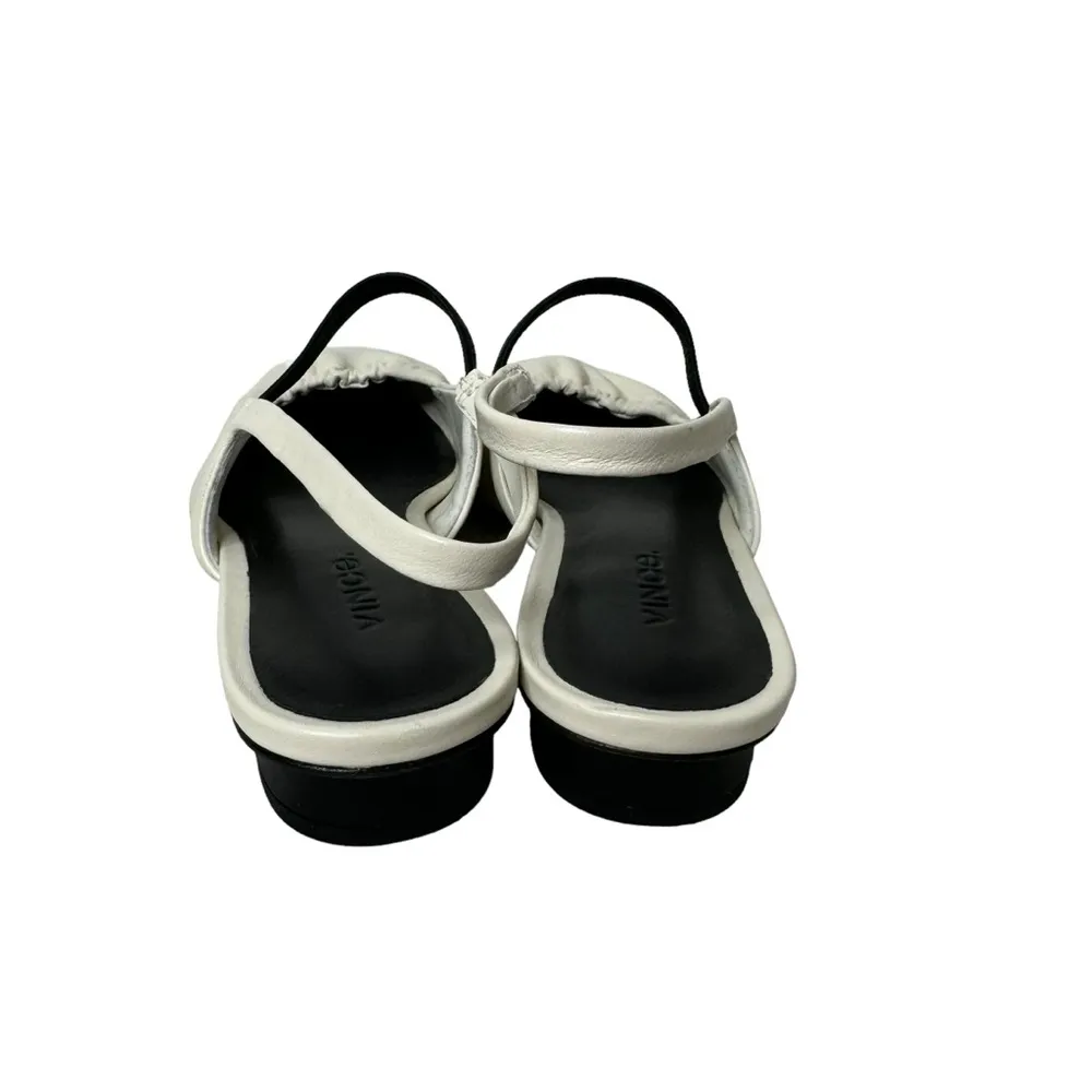 Vince Venice Leather Slingback Flat Milk Black 6 - Image 2